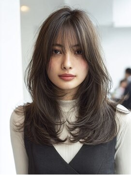 ダル 渋谷/表参道(DAL.) 顔周りカットハッシュカットダークブラウンワンホンレイヤー韓国