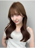 大きめウェーブ/韓国巻き/ゆる巻き/透明感カラー/透けベージュ
