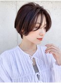大人かわいい小顔カット☆耳かけショートハイライトカラー