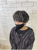 メンズカット/センターパート/シルバーハイライト/韓国