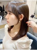 ブリーチなしチョコレート色×前髪/顔周り×韓国ミディアム[新宿