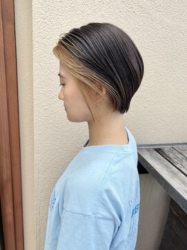 ヘブンリー(heavenly) #フェイスフレーミング#丸みショート#インナーカラー#グレージュ