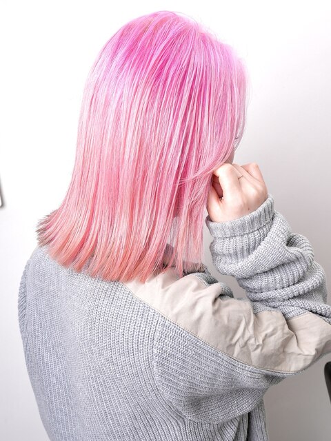 ピンクカラー☆推し活推しカラー派手カラー派手髪デザインカラー