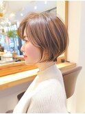 マロンブラウン×ウェットヘア×耳掛けショート