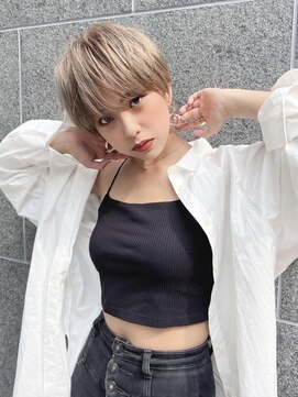 ソース ヘア アトリエ 京橋(Source hair atelier) ダブルカラー♪ブロンドマッシュボブ