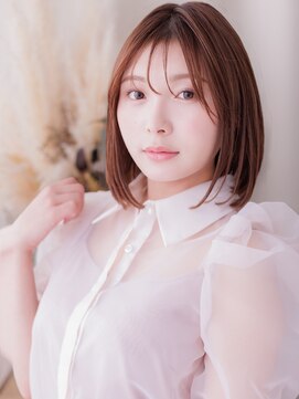 カバーヘア ブリス 戸田公園西口店(COVER HAIR bliss) 艶髪ピンクブラウンブリーチなし切りっぱなしボブレイヤー20代a