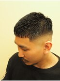 アイロンパーマ+フェードカット