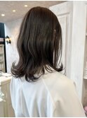 福山市美容室Caary人気 透明感ダークグレージュセミディ