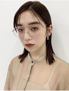 ガーランドギンザ(Garland Ginza) 外ハネ鎖骨ボブイメチェン似合わせカットレッドブラウン