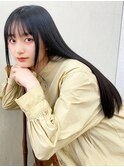 髪質改善トリートメント　ロングストレート　黒髪　顔周りカット