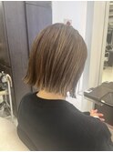 ハイライト×切りっぱなし×ブラウンベージュ