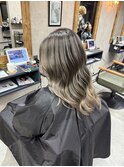 nアプリコットオレンジ、ホワイトブロンド、ロングレイヤー