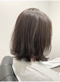 オリーブグレージュ　透明感カラー　くびれボブ　30.40代ボブ