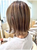 レイヤーボブ◎くびれミディアムミルクブラウン◎20代～50代