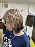 ブロンドベージュ×エンドカラー