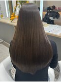 桑名ロングレイヤーカットミルクティーベージュ顔まわりカット