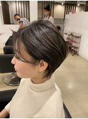 伸ばしかけショートボブ 30代40代50代/アッシュブラック