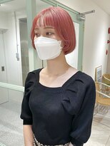 ヘーゼル 博多(HAZEL.)&nbsp;韓国風ボブ×コーラルピンクベージュ/HAZEL