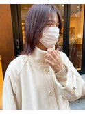 【中澤彩乃】チェリーブラウンブリーチなしウルフカットレイヤー