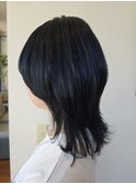 ブリーチなしダブルカラー　ネイビーブルー8-)