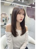 □ 韓国大宮顔周りレイヤーカットハッシュカットワンホンヘア
