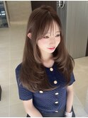 横浜韓国ロングレイヤーカットヘーゼルベージュ
