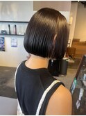 定番ボブ◎小顔見せ×透明感ミルクティーベージュ