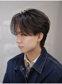 韓国風センターパートフェザーパーマ曲がる縮毛矯正毛流れヘア