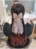 編み込みハーフアップ