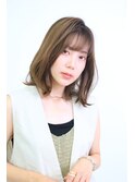小顔ミディ/S字ウェーブ/韓国ヘア/グレージュカラー/髪質改善