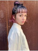 インナーカラー/ミニボブ/ぱっつん前髪　20代30代