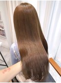 透明感マロンベージュ/ブリーチなしWカラー/髪質改善カラー