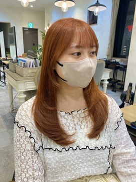 ラボヌールヘアーグレース 門前仲町店(La Bonheur hair grace) 【杉本】レイヤーカット/オレンジブラウン/顔周りカット