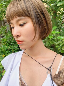 ダブ アオヤマ(DaB AOYAMA) 透け感ミルクティーベージュ×ローライト小顔ミニボブ