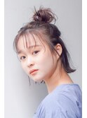 10代20代ヘアアレンジハーフアップ♪無造作シルキーベージュ秋色