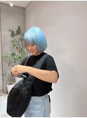 黒髪/グレーベージュ/レイヤーロング/前髪パーマ[鹿児島中央駅]