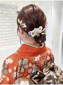 卒業式ヘア袴ヘア金箔水引きラメ胡蝶蘭ヘアアレンジ K20240125