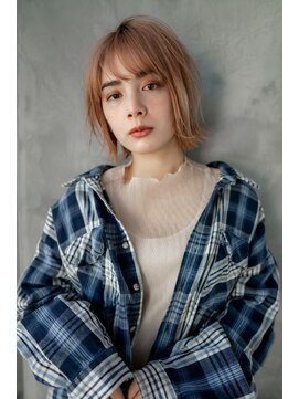 ギークス(GEEKS) 【GEEKS渋谷】レイヤーボブ/ピンクベージュ/20代30代/ハイトーン