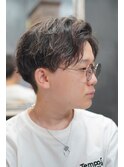 センターパートメンズマッシュパーマニュアンスパーマ刈り上げ