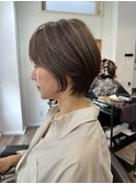 白髪ぼかし脱白髪染め似合わせショートボブ40代50代60代