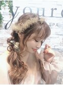 パーティーヘアアレンジ　サイド編みおろし　お呼ばれヘア　mayo