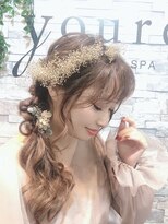 ユアーズ ヘアー 新宿店(youres hair) パーティーヘアアレンジ　サイド編みおろし　お呼ばれヘア　mayo