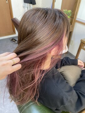 東京ヘアーサロン インナーカラー×ピンクラベンダー20代/30代/40代/北本桶川/鴻巣