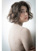 グレージュアッシュ小顔かきあげボブパーマv戸頭20代30代40代