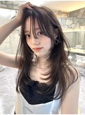 韓国ヘアーハッシュカットレイヤーカットグレージュブリーチ無し