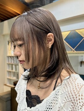 ロア 福岡天神本店(LORE) ダブルカラーミルクティーベージュカラーケアブリーチ韓国ボブ