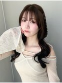ヘアアレンジ/ハーフツイン/三つ編みアレンジ/巻き髪/下ろしヘア