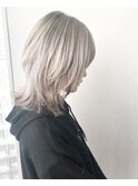 ボブウルフクラゲカットホワイトブロンドホワイトグレージュ