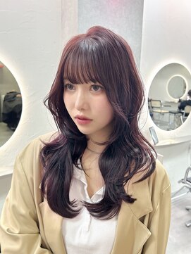 ラベンダーカラー/ピンクブラウン/レイヤーカット