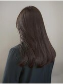 ツヤ感グレージュセミロング｜髪質改善カラー